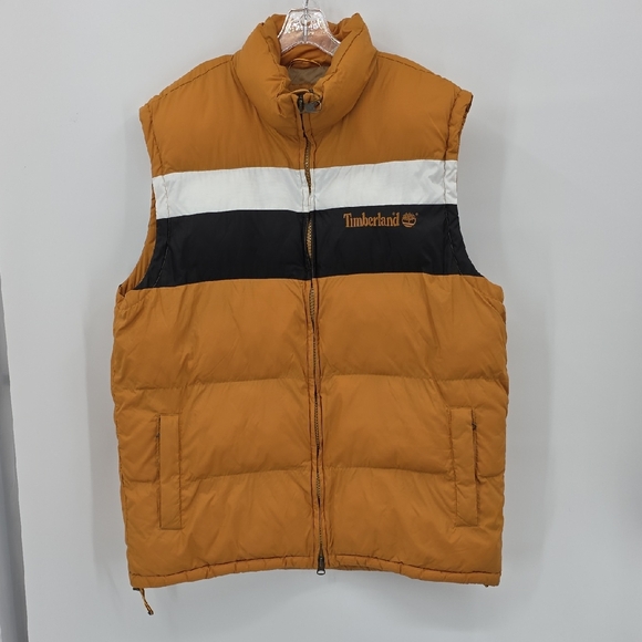 Timberland Other - Timberland Men's Puffer Vest in Orange with Black and White Stripes Size XL